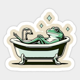 Frog relaxing in a bathtub Sticker